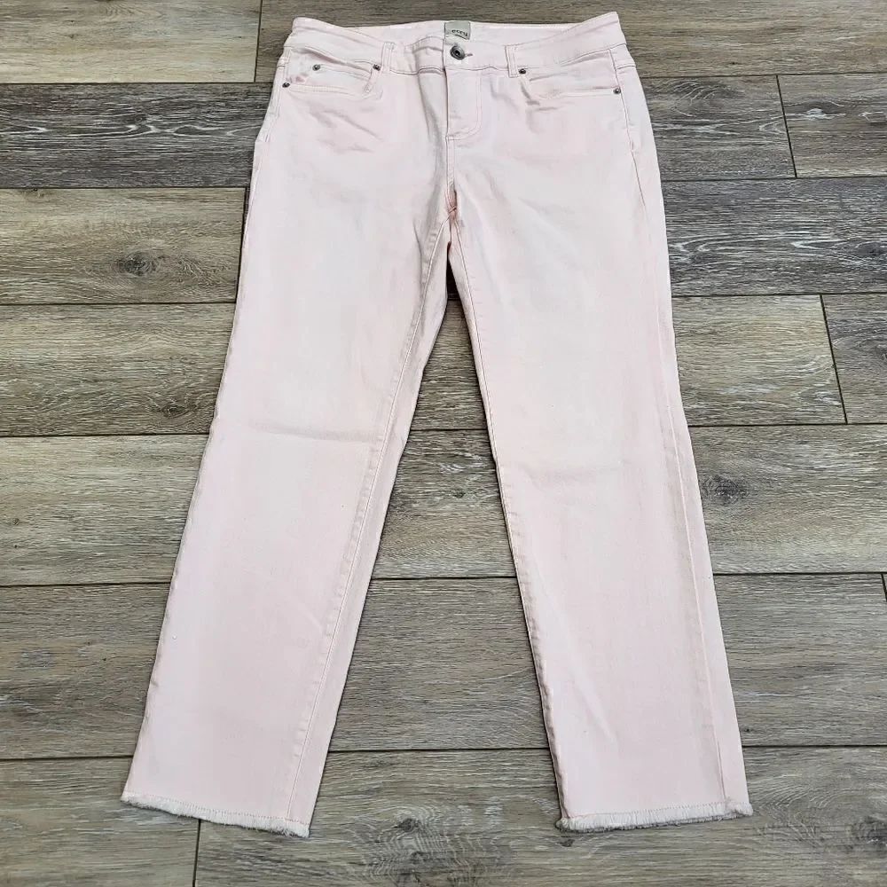 Ecru strummer frayed ankle jeans light pink colored size 6